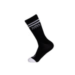 Cotton Crew Socks Stripes + Logo black