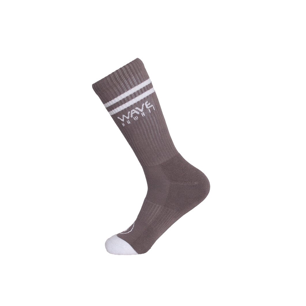 Cotton Crew Socks Stripes + Logo grey
