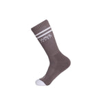 Cotton Crew Socks Stripes + Logo grey