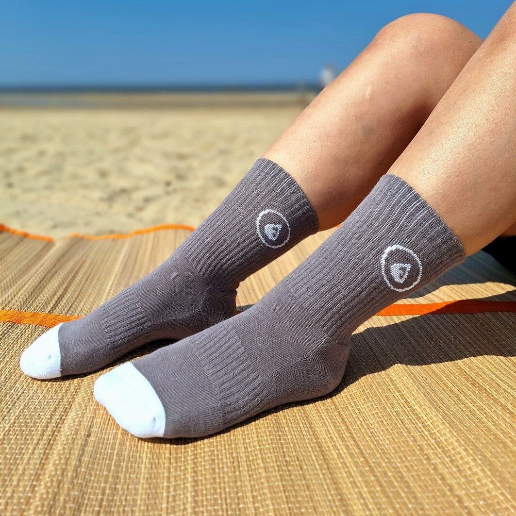 Cotton Crew Socks Logo grey