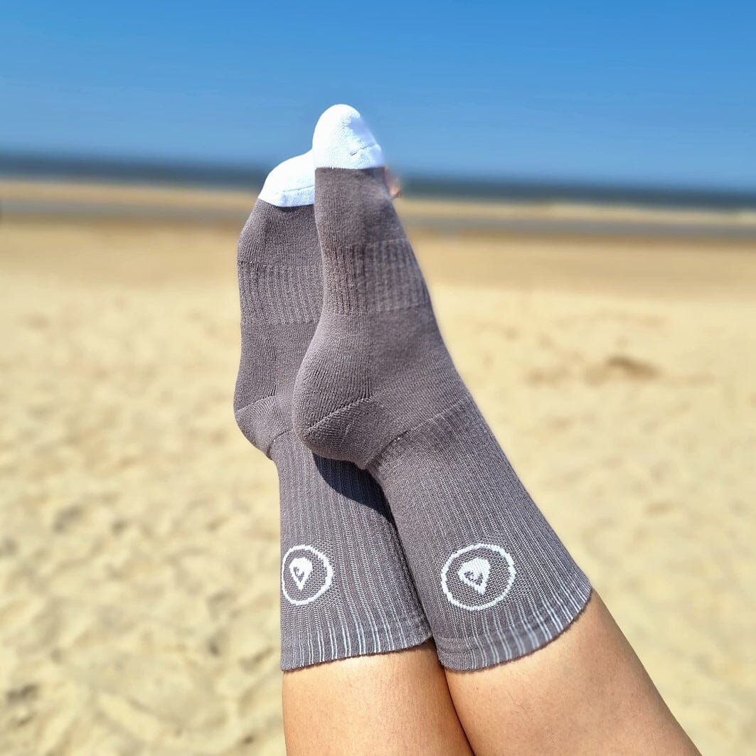 Cotton Crew Socks Logo grey