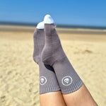 Cotton Crew Socks Logo grey