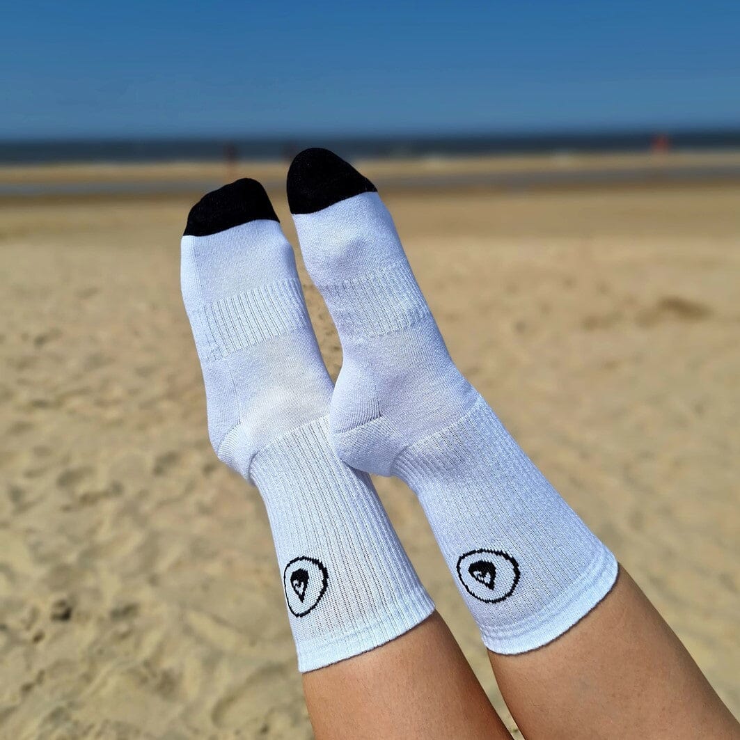 Cotton Crew Socks Logo white