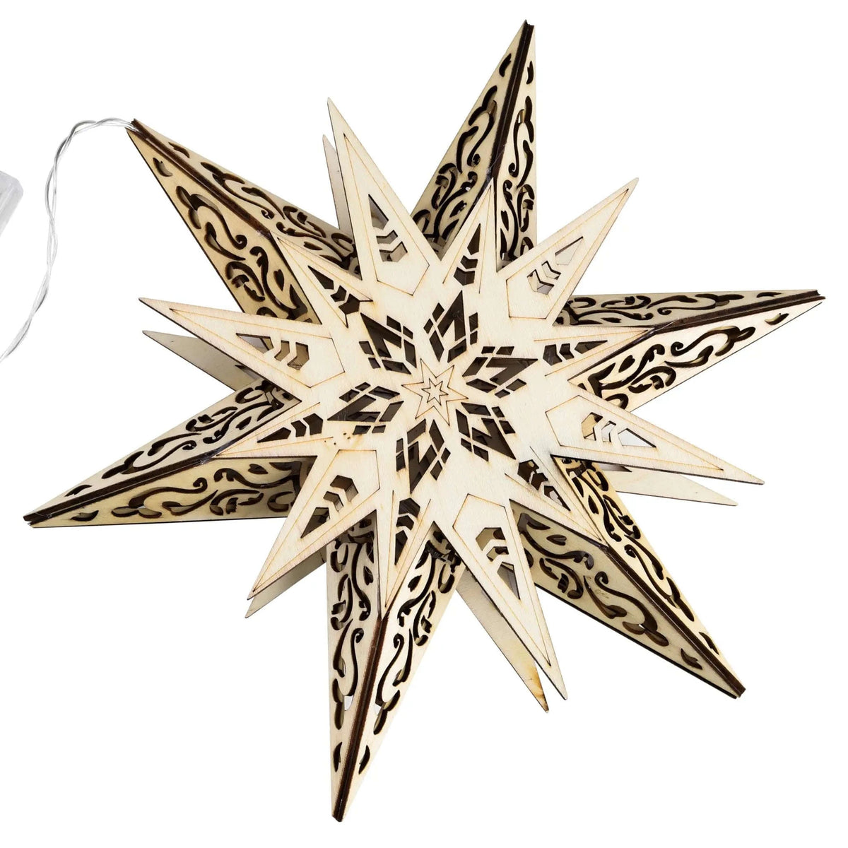 Weihnachtsstern Holzstern Ø 30cm Stern Holz Weihnachten Fensterdeko LED warmweiß Namma Markt