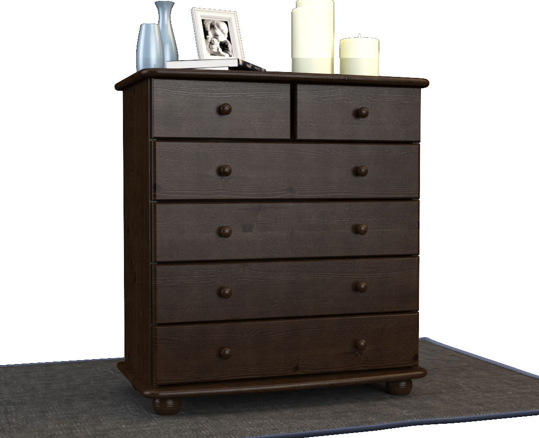 Anika Kommode Massivholz aus 100% Bio Kiefer | 6-Schubladen Sideboard für modernen Wohnstil